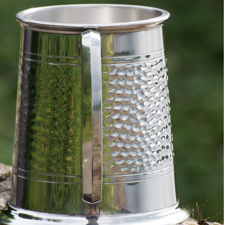 Half Hammered One Pint Pewter Tankard