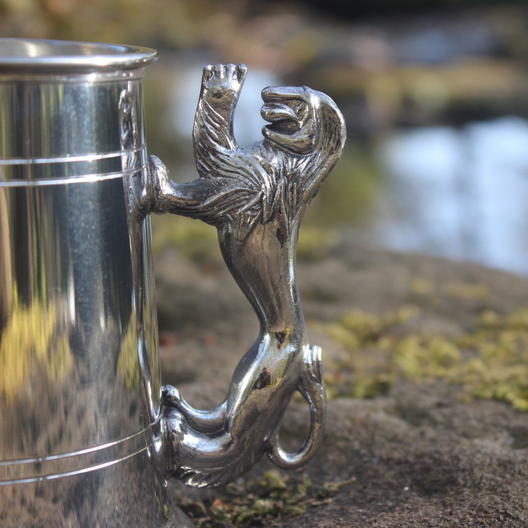 Lion Handle One Pint Pewter Tankard