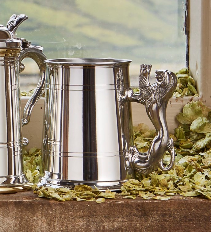 Lion Handle One Pint Pewter Tankard lion handle tankard