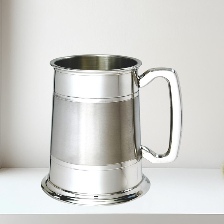 Part Satin Standard One Pint Lined Pewter Tankard