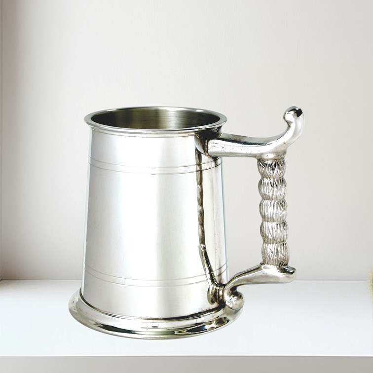 Rope Handle One Pint Pewter Tankard