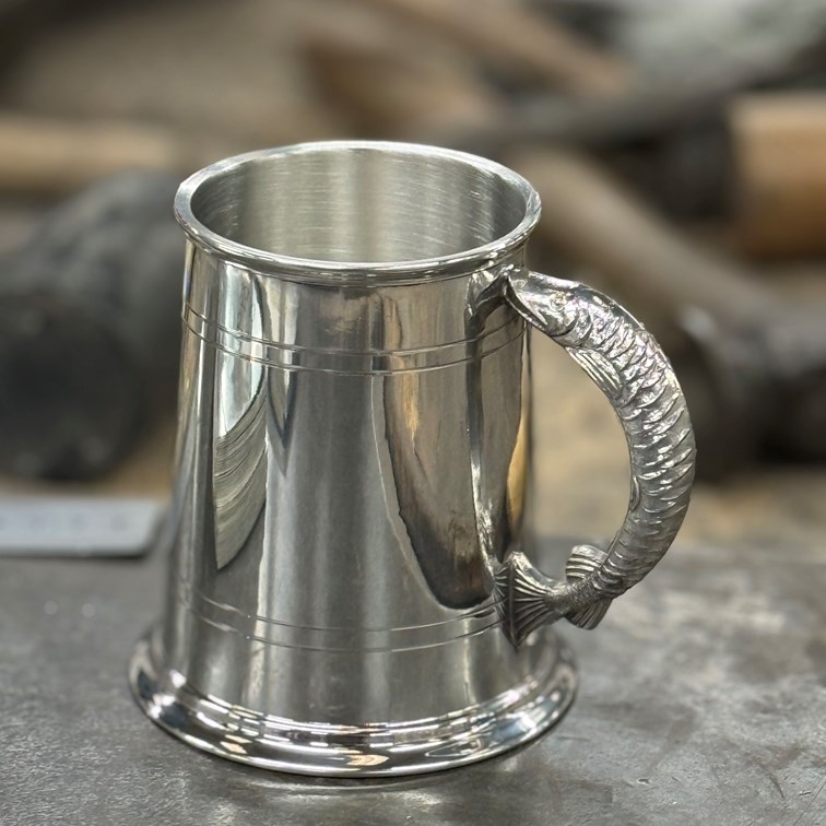 Fish Handle One Pint Pewter Tankard