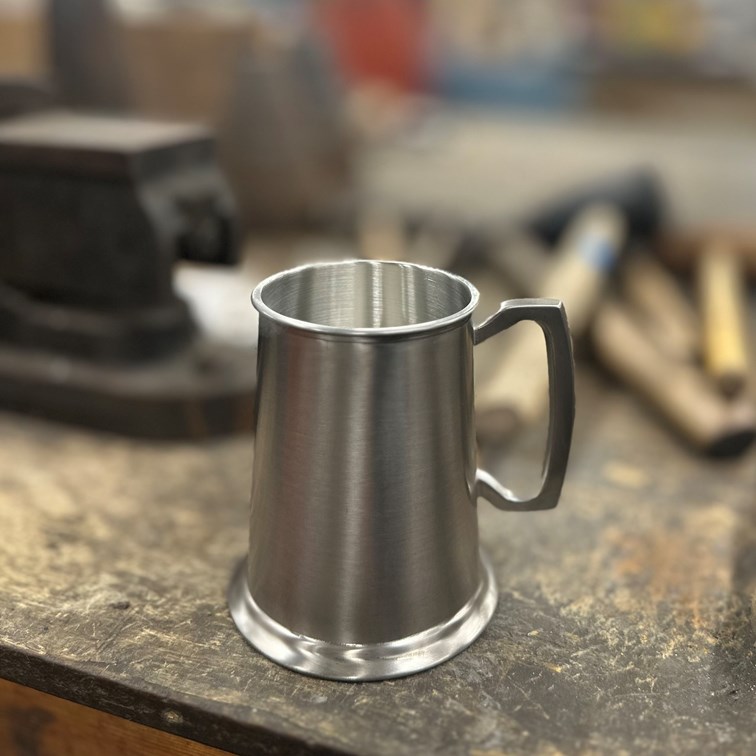 One Pint Antique Finish Pewter Tankard