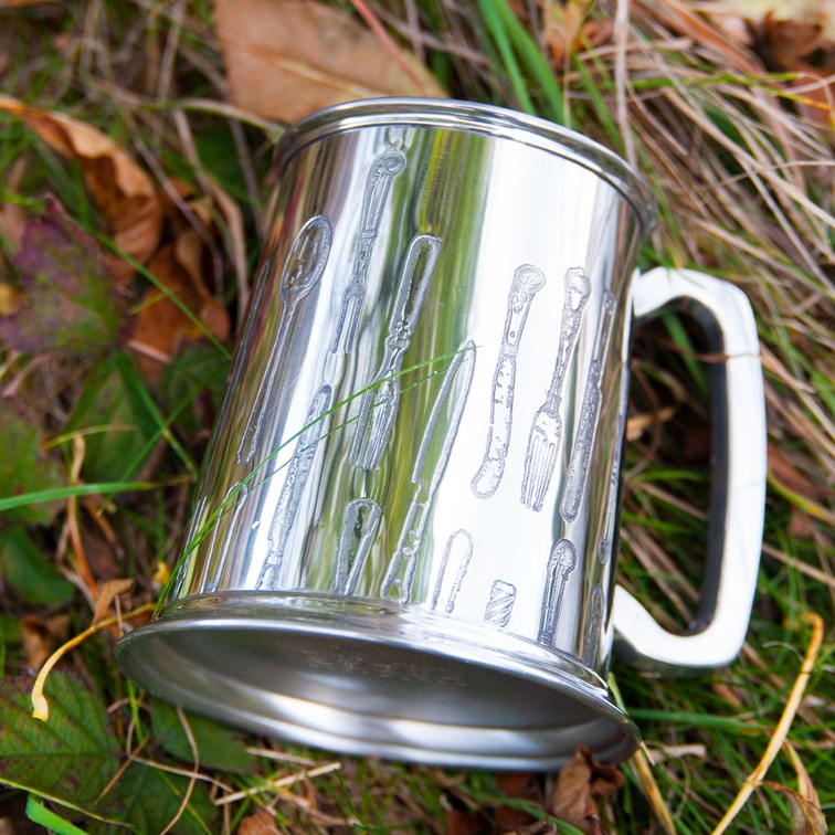 Knife Fork Spoon One Pint Pewter Tankard