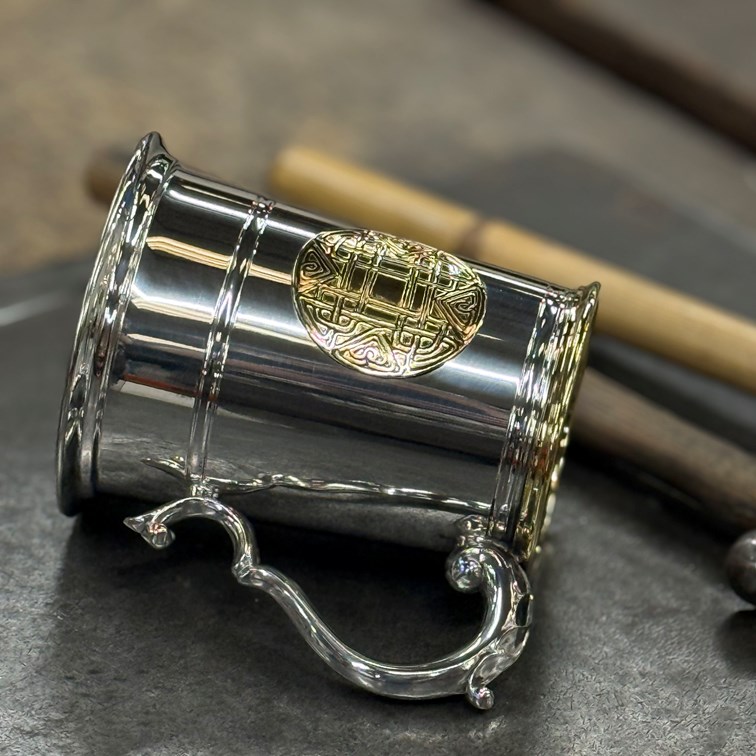 Celtic Gold One Pint Pewter And Brass Tankard Celtic Gold One Pint Pewter And Brass Tankard