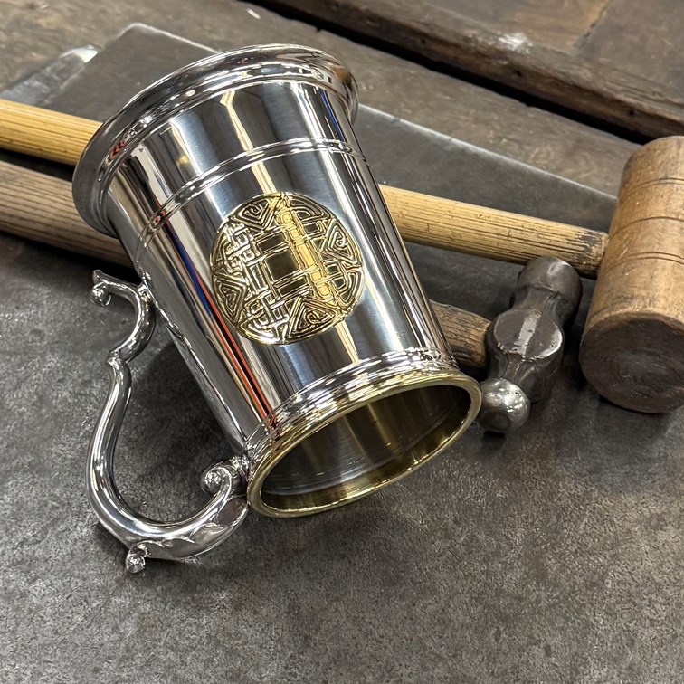 Celtic Gold One Pint Pewter And Brass Tankard Celtic Gold One Pint Pewter And Brass Tankard