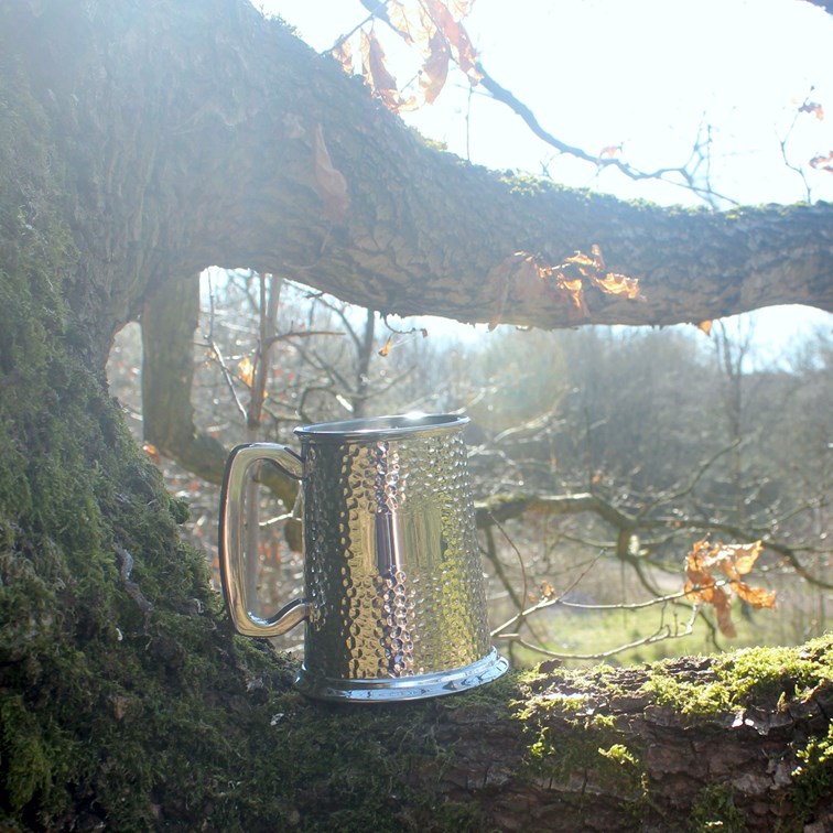 Hammered One Pint Pewter Tankard