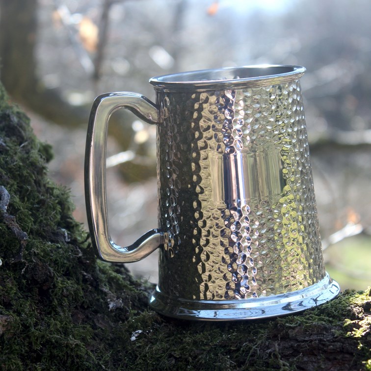 Hammered One Pint Pewter Tankard