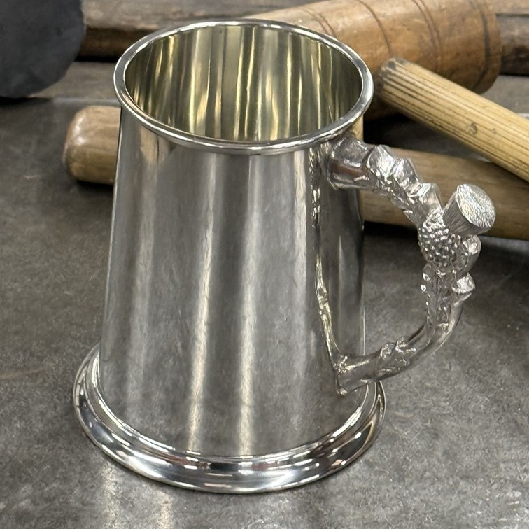 Thistle Handle One Pint Pewter Tankard