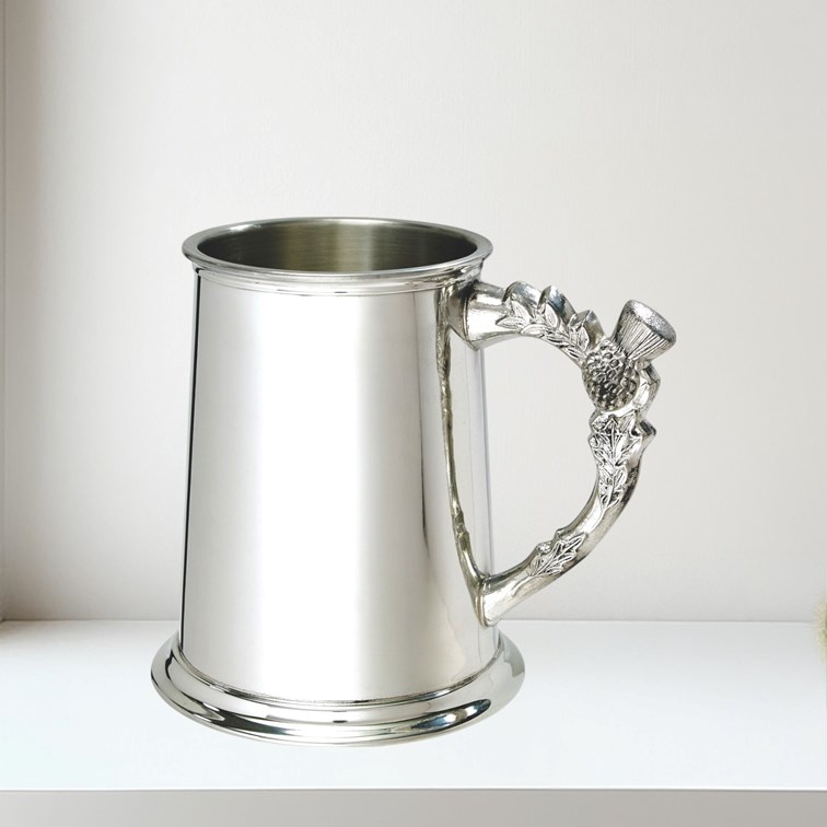 Thistle Handle One Pint Pewter Tankard