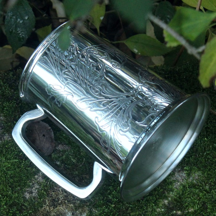 Acanthus Pattern Pewter One Pint Tankard