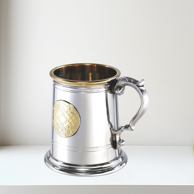 Half Pint Celtic Gold Pewter Tankard Half Pint Celtic Gold Pewter Tankard