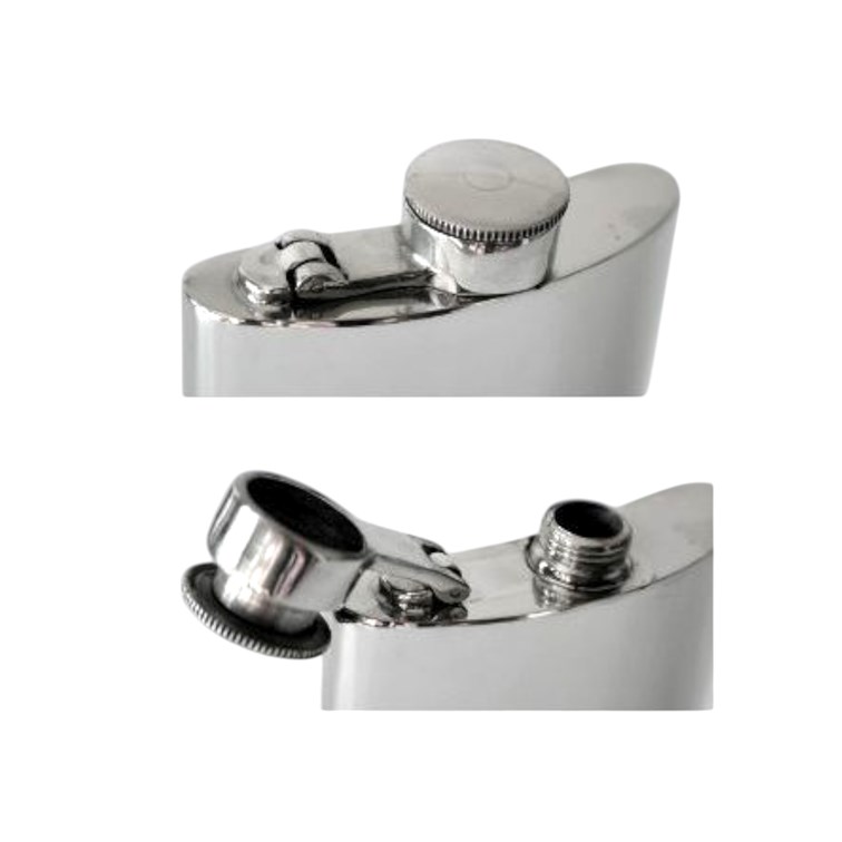 4oz Plain Pewter Kidney Hip Flask With Captive Top 4oz Plain Pewter Kidney Hip Flask With Captive Top