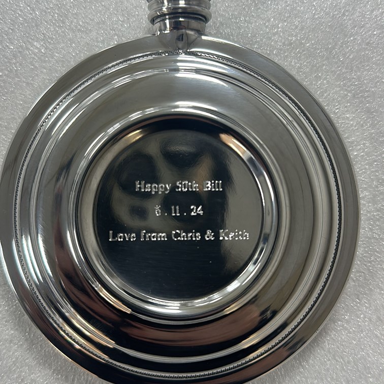 Clay Shot Round Pewter Flask