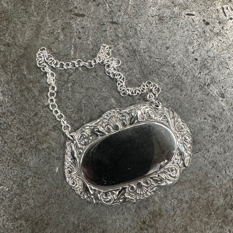 Cast Pewter Shell Pattern Decanter Label