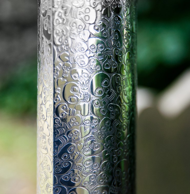 Love Skull Pattern Pewter Vase outside
