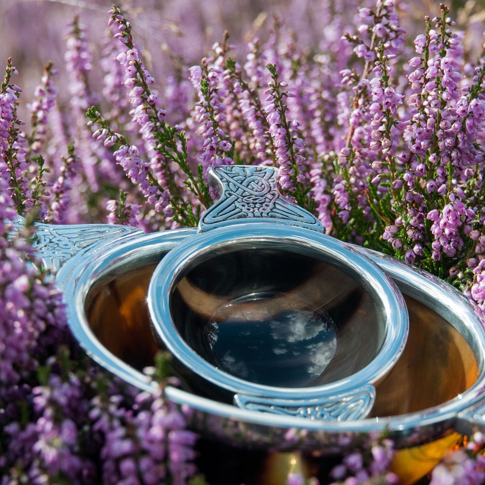 80mm Horn And Pewter Quaich