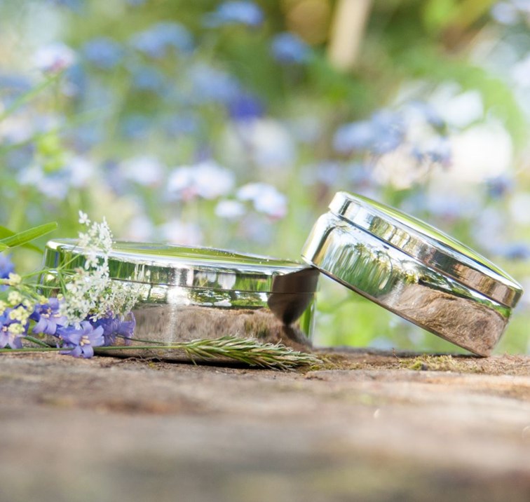 small round plain pewter trinket box