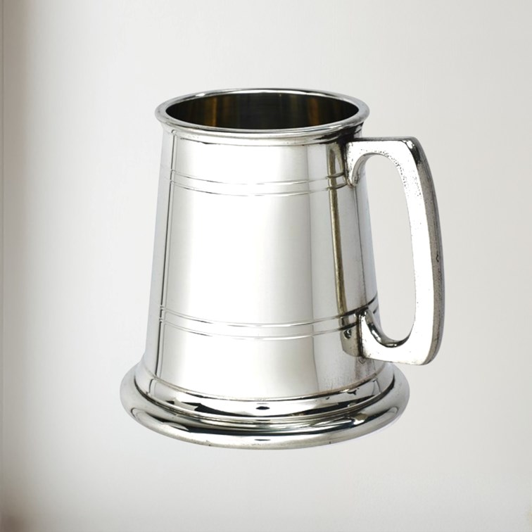 Lined Square Handle Baby pewter quarter pint Mug