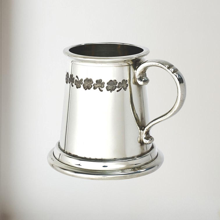 Shamrock Quarter Pint Pewter Baby Mug