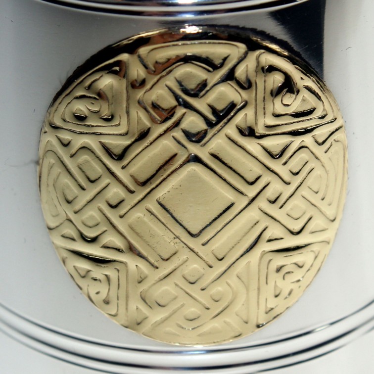 Quarter Pint Celtic Gold Pewter And Brass Baby Mug Celtic Gold detail