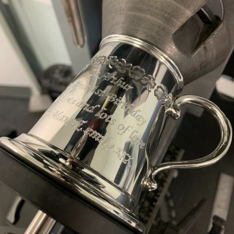 Shamrock Quarter Pint Pewter Baby Mug