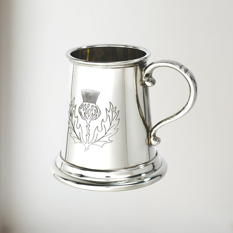 Thistle Stamp Quarter Pint Pewter Baby Mug