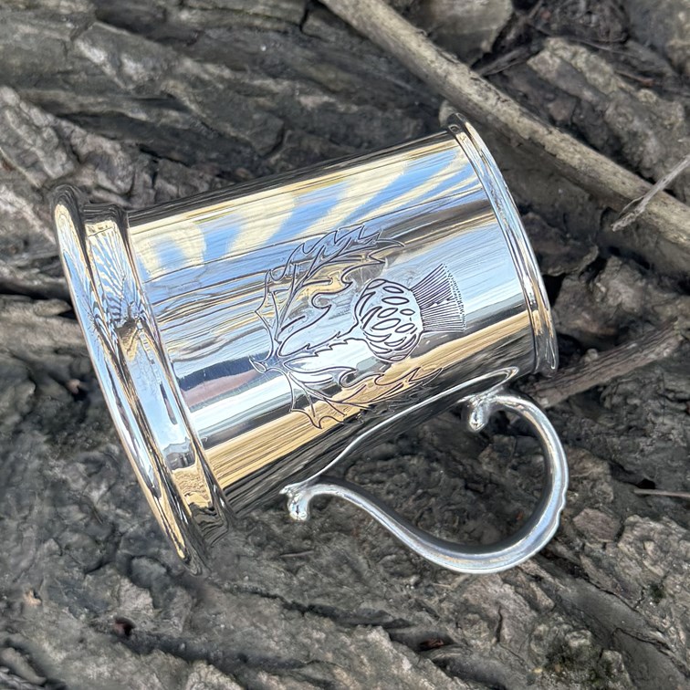 Thistle Stamp Quarter Pint Pewter Baby Mug Thistle Stamp Quarter Pint Pewter Baby Mug