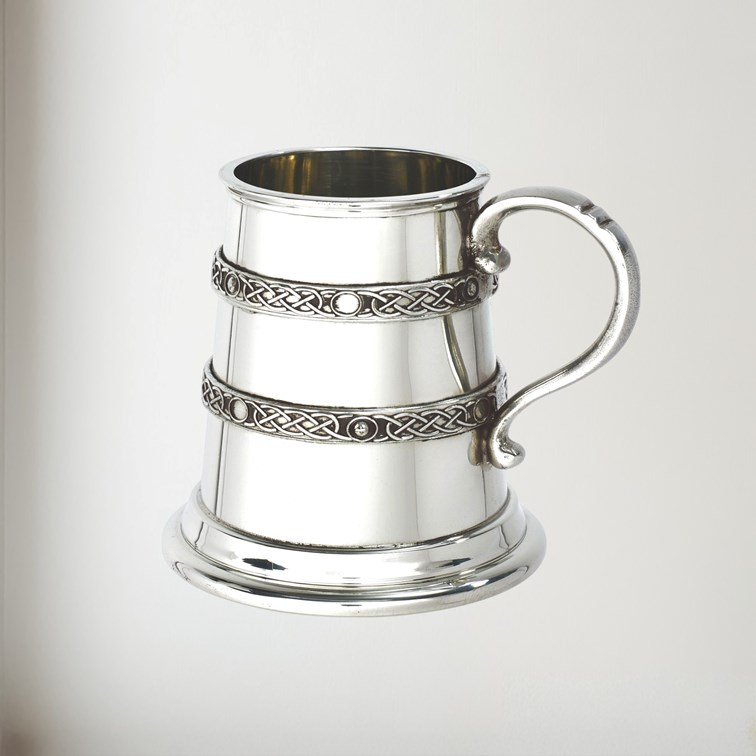 Quarter Pint Double Celtic Bands Pewter Baby Mug