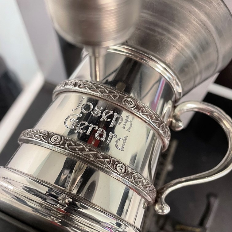 Quarter Pint Double Celtic Bands Pewter Baby Mug