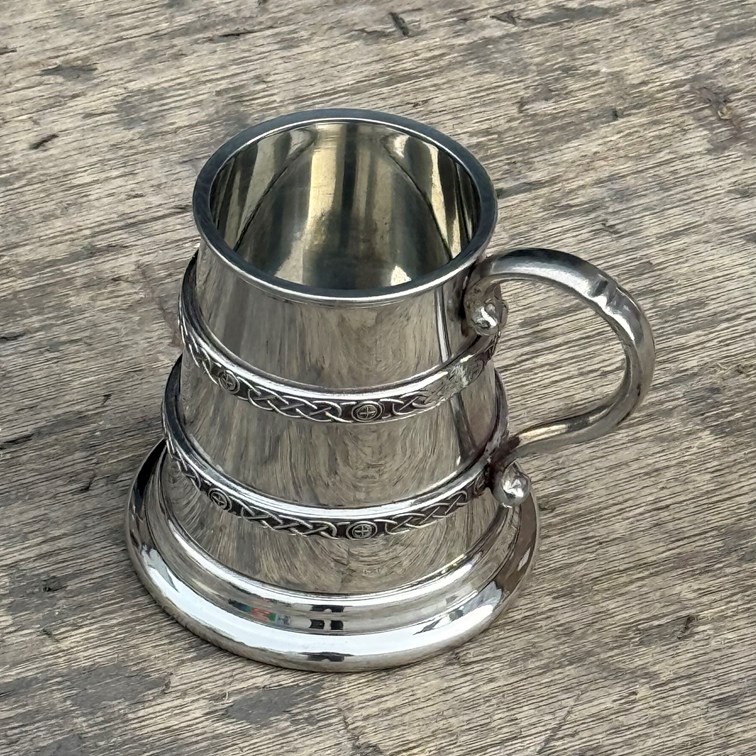 Quarter Pint Double Celtic Bands Pewter Baby Mug