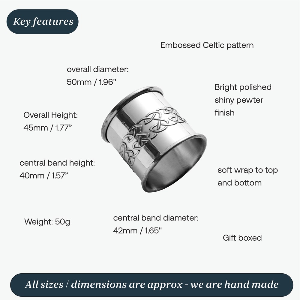 Embossed Celtic Pewter Napkin Ring