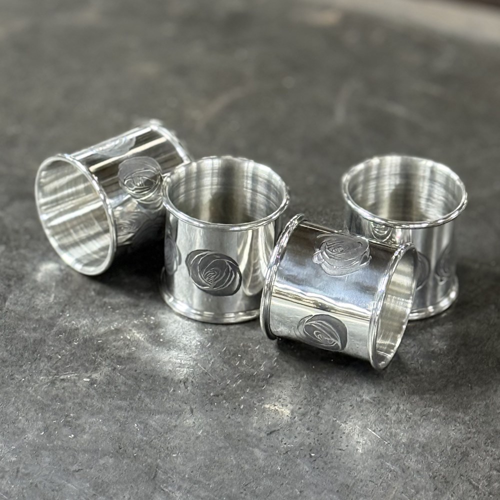 Set Of Four Charles Rennie Mackintosh Pewter Napkin Rings Set Of Four Charles Rennie Mackintosh Pewter Napkin Rings