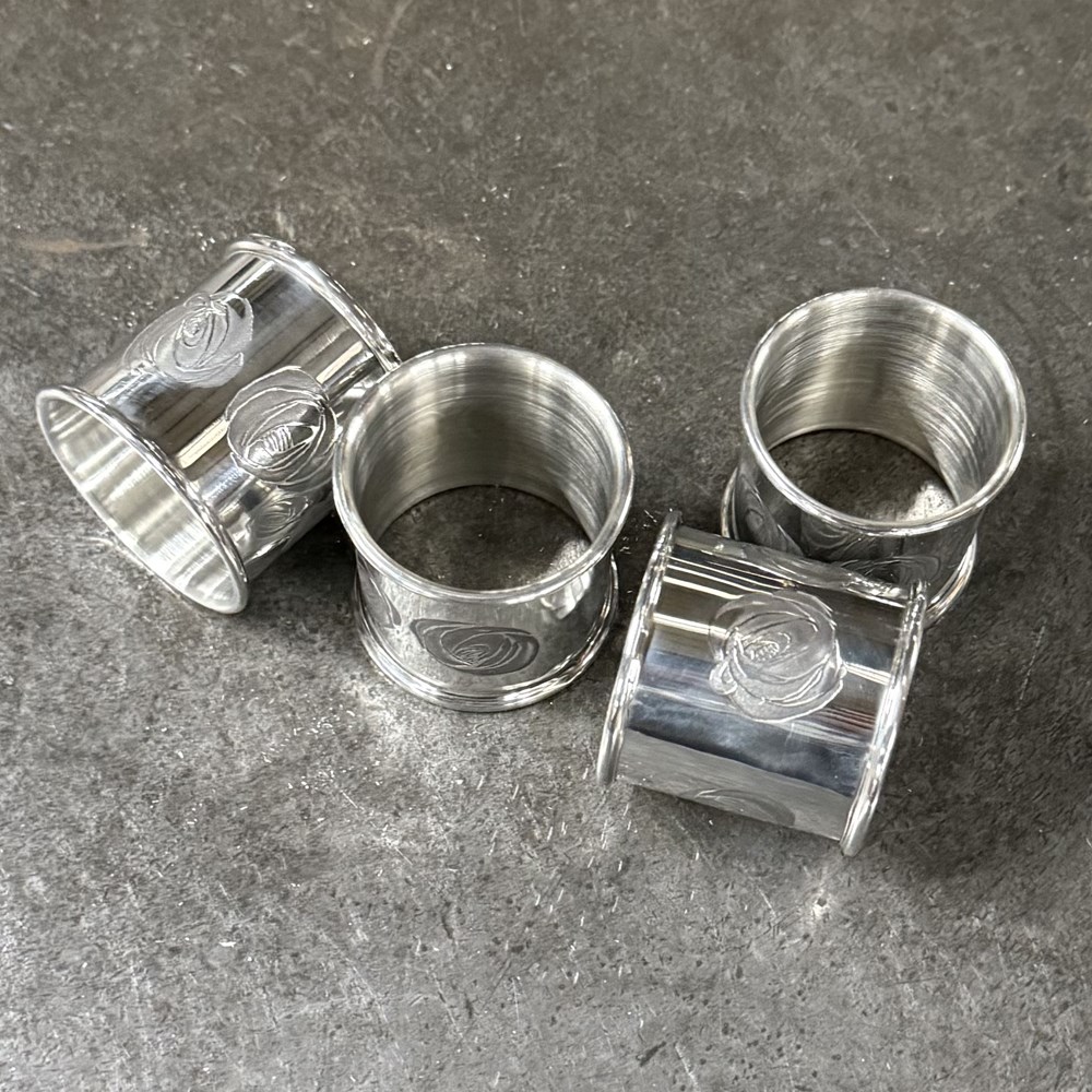 Set Of Four Charles Rennie Mackintosh Pewter Napkin Rings