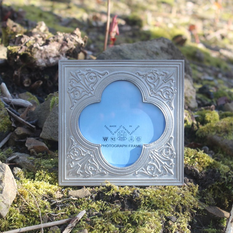 Small Medieval Antique Finish Cast Pewter 4"X4" Picture Frame