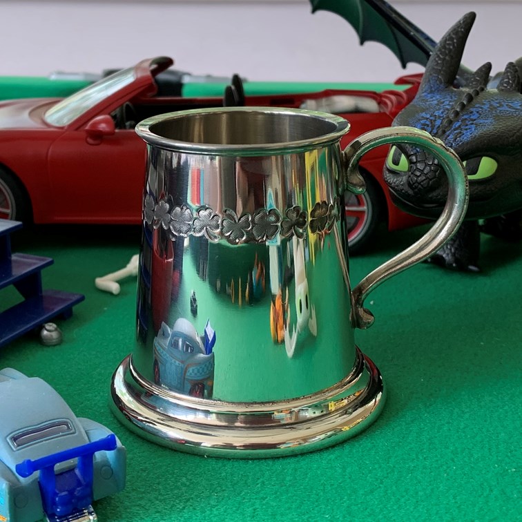 Shamrock Quarter Pint Pewter Baby Mug shamrock baby mug gift