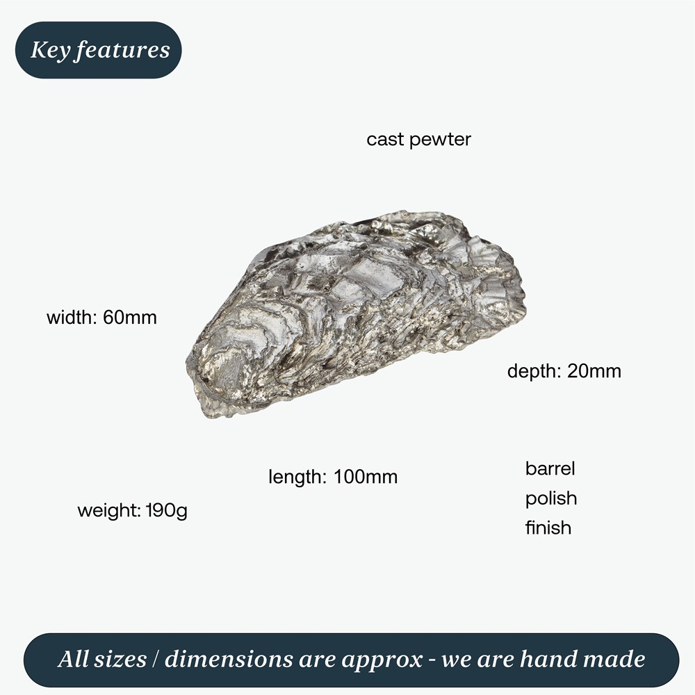 Cast Pewter Oyster Shell Back Ornament Cast Pewter Oyster Shell Back Ornament