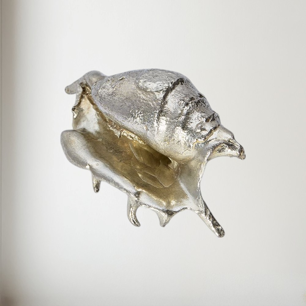 Cast Pewter Spider Conch Shell Ornament