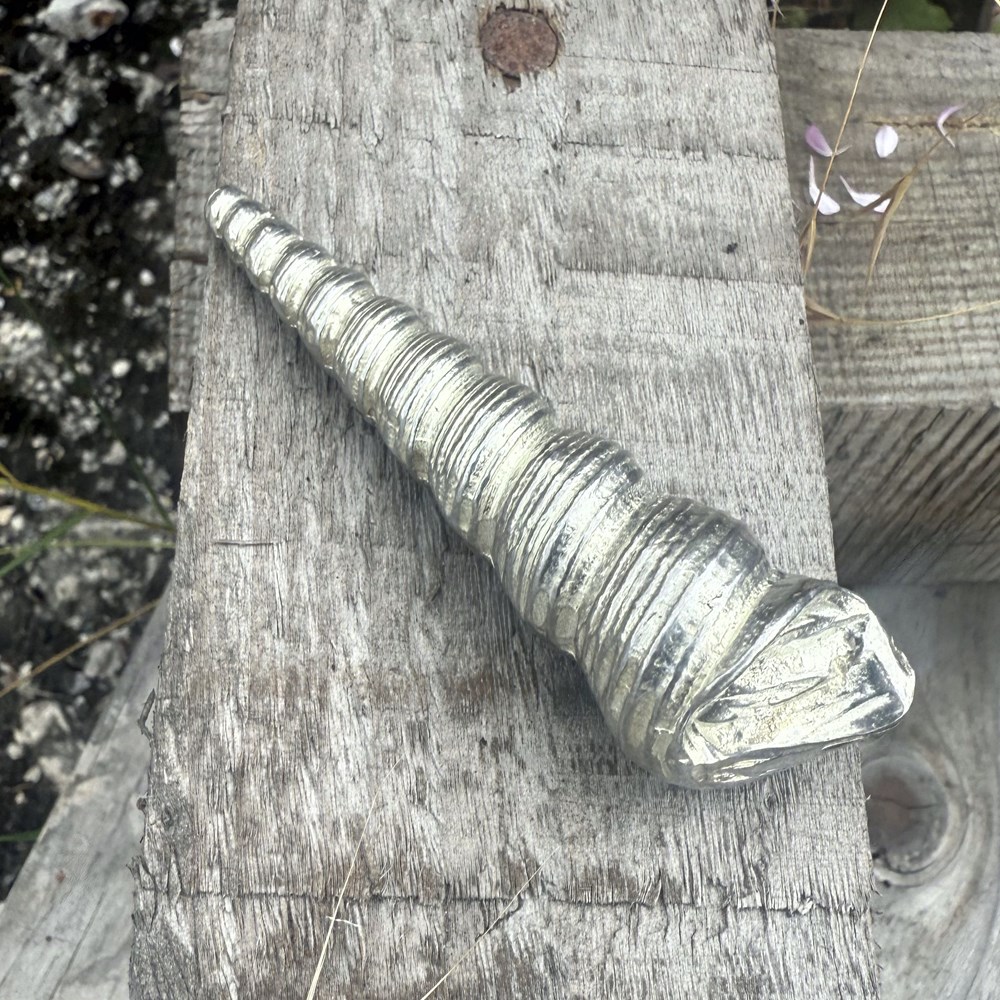 Cast Pewter Long Spiral Shell Ornament Cast Pewter Long Spiral Shell Ornament