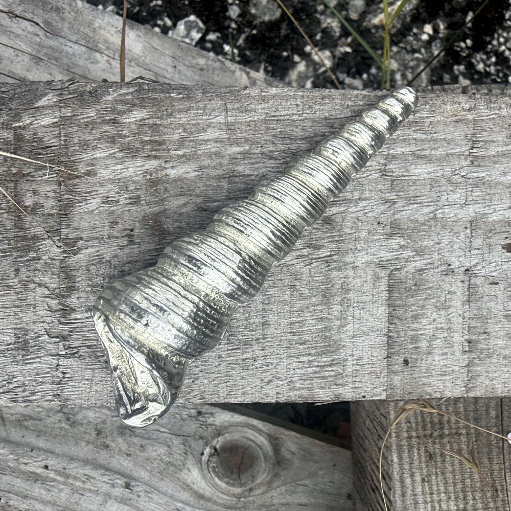 Cast Pewter Long Spiral Shell Ornament