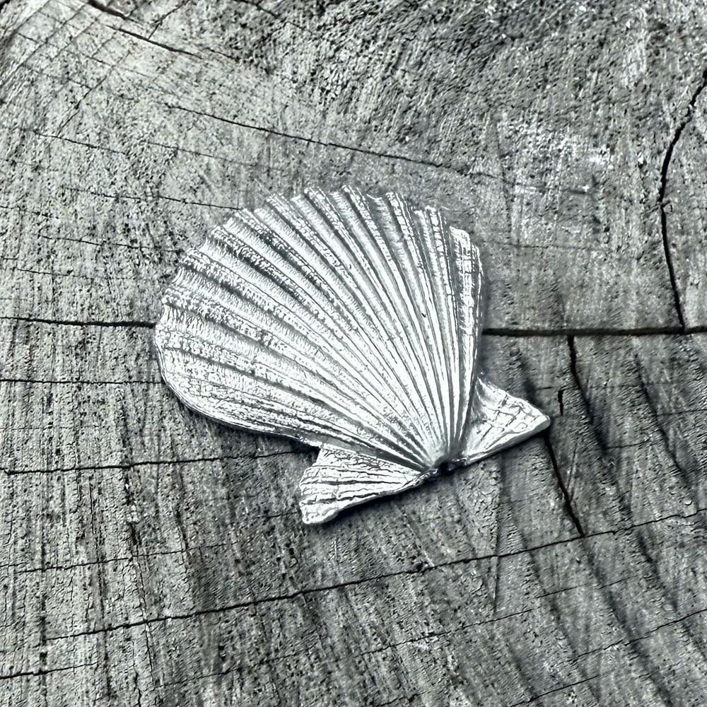 Cast Pewter Baby Scallop Shell Ornament