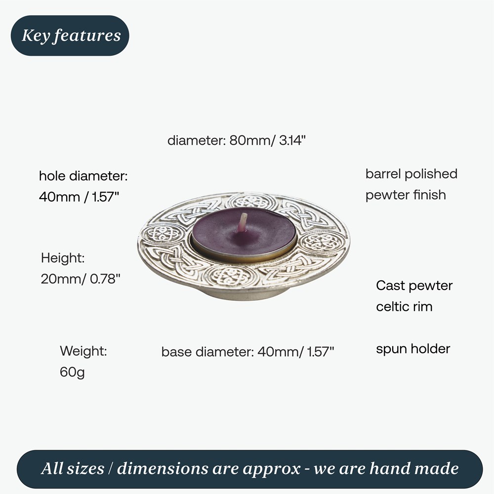 Round Celtic Cast Pewter T-Lite Candle Holder