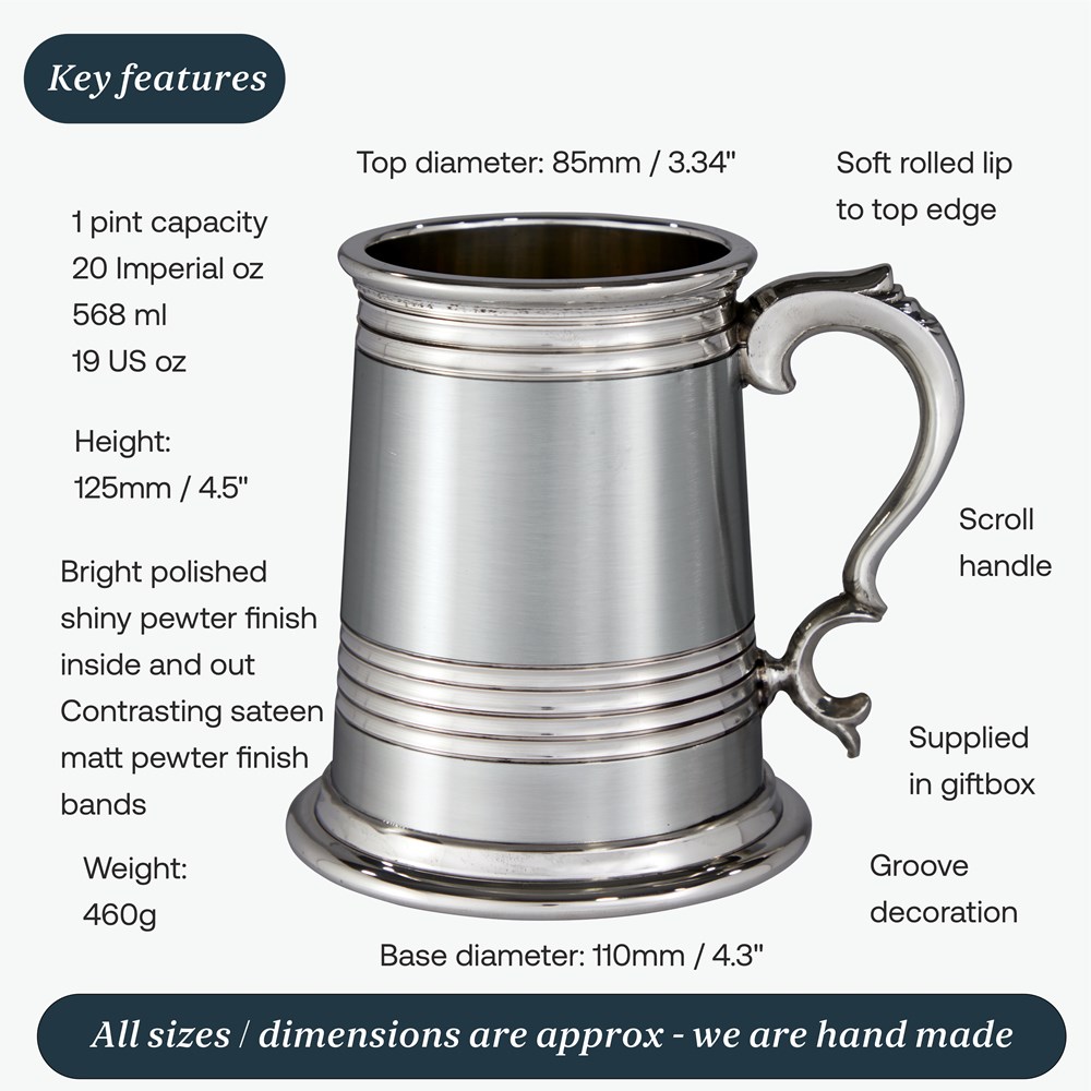 X Range One Pint Worcester Part Satin Pewter Tankard X Range One Pint Worcester Part Satin Pewter Tankard