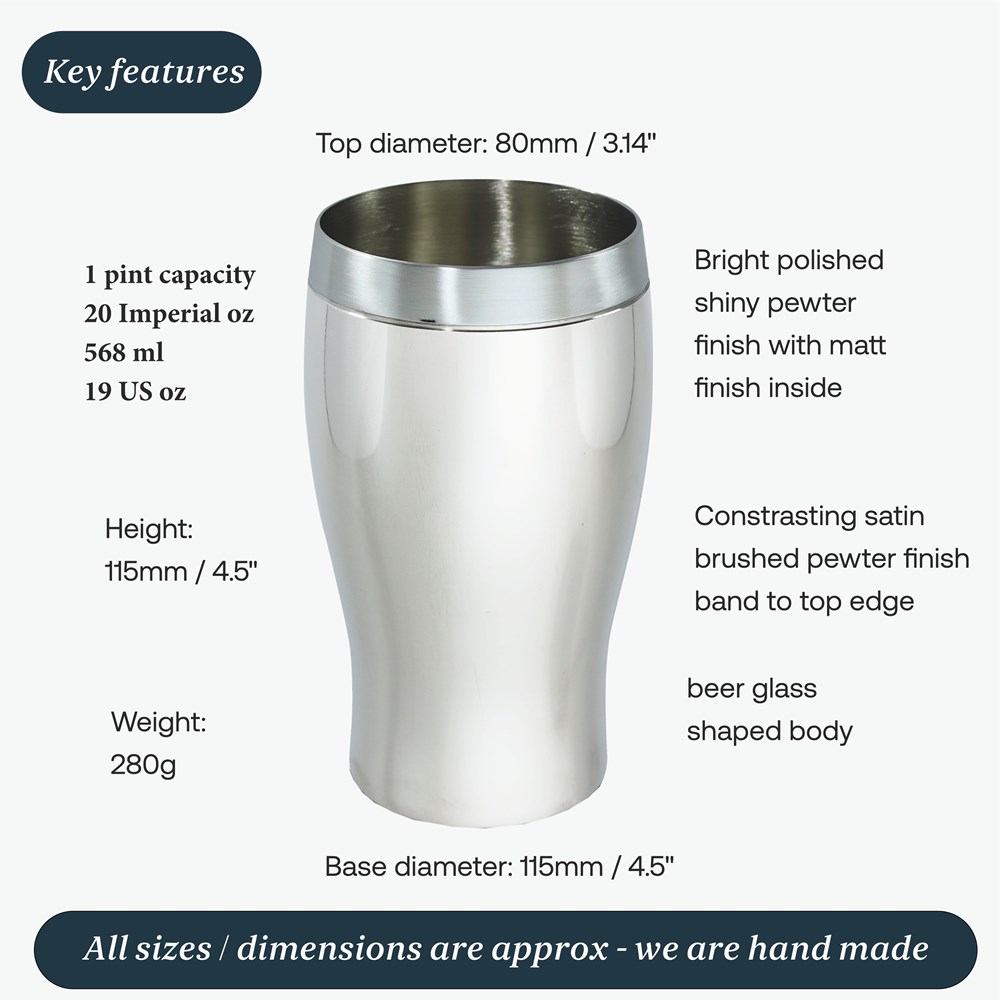 One Pint Pewter Beaker Beer Glass