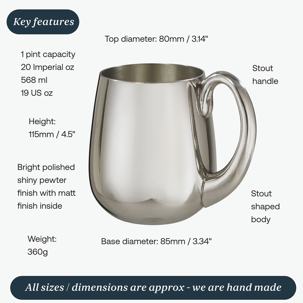 Stout One Pint Pewter Tankard
