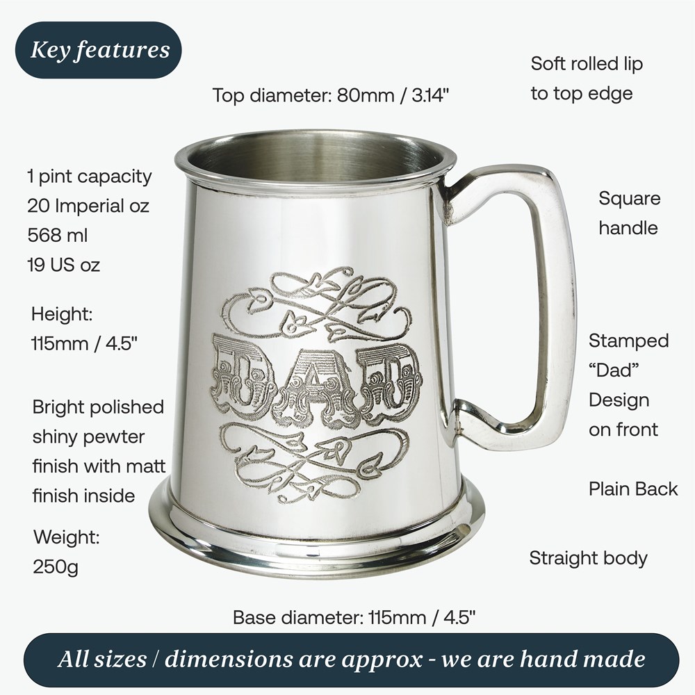 Dad One Pint Pewter Tankard