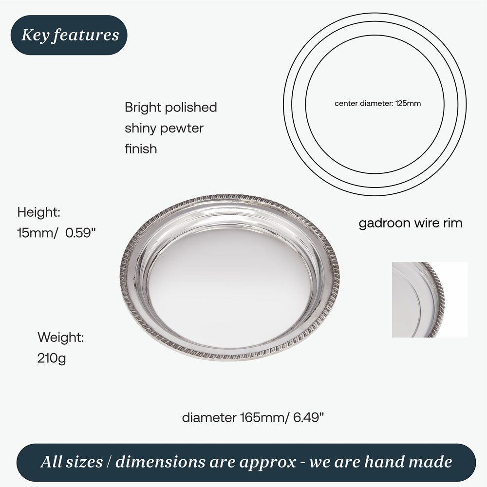 Small Gadroon Rim Pewter Tray