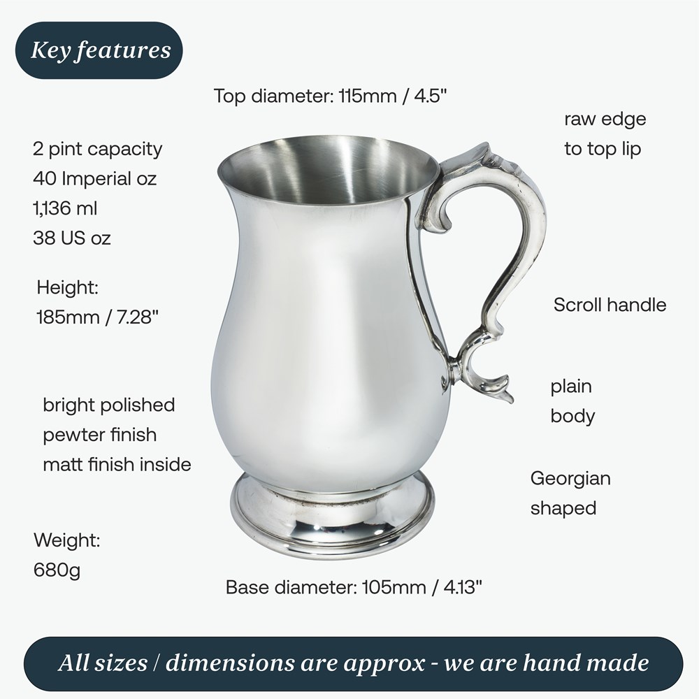 Two Pint Georgian Pewter Tankard Two Pint Georgian Pewter Tankard