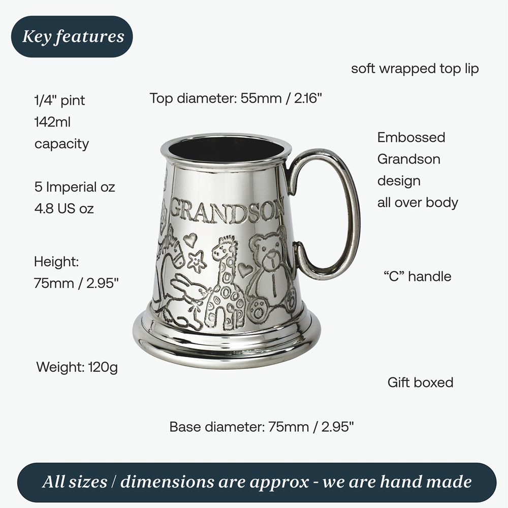 Grandson Pewter Quarter Pint Baby Mug Grandson Pewter Quarter Pint Baby Mug