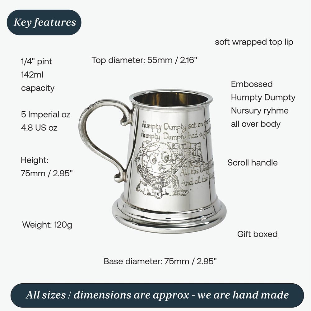 Humpty Dumpty Quarter Pint Pewter Baby Mug
